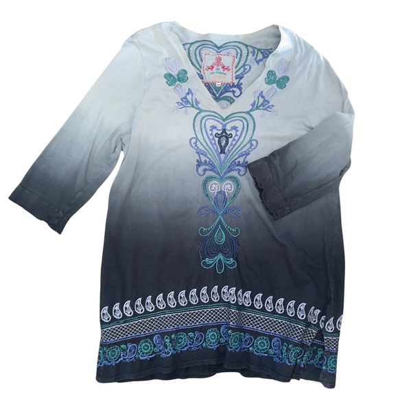 Johnny Was Los Angeles Blue To Grey Ombre Dress - Picture 13 of 15